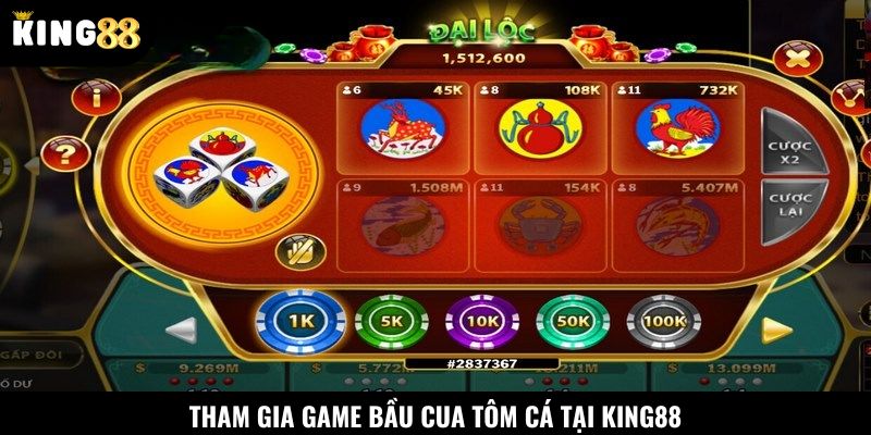 Quy trình tham gia Bầu Cua Tôm Cá tại King88